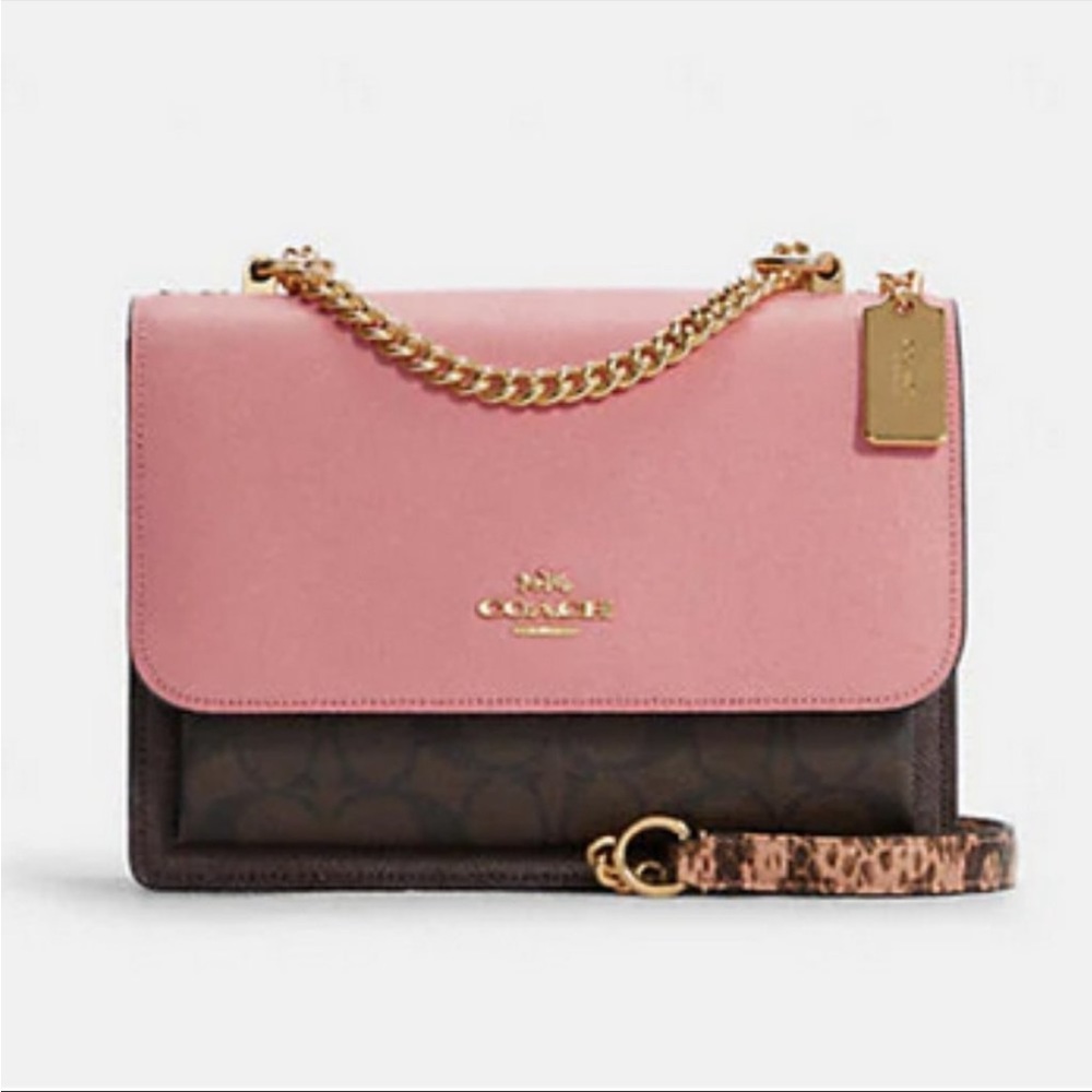 Coach crossbody pink and snakeskin, like new.